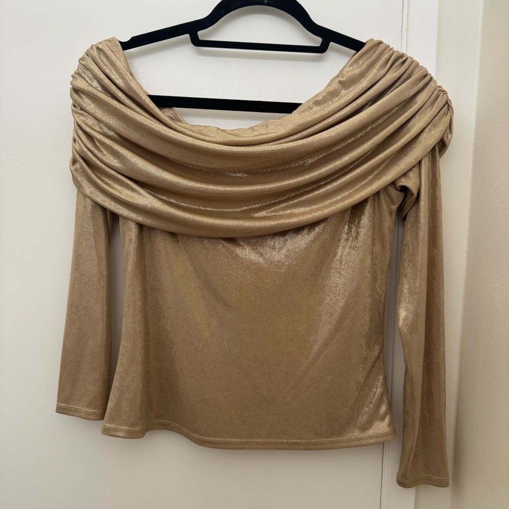 Lovers + Friends Gold Coraline Off the Shoulder Top